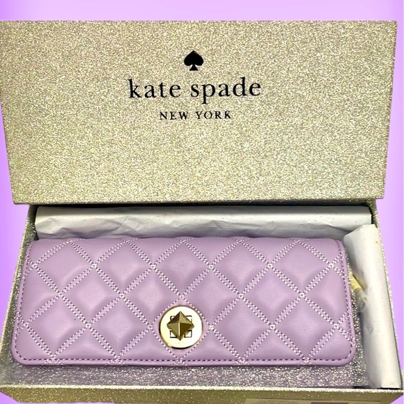 kate spade Handbags - Kate Spade quilted Leather Lg Continental Wallet lilac NWT